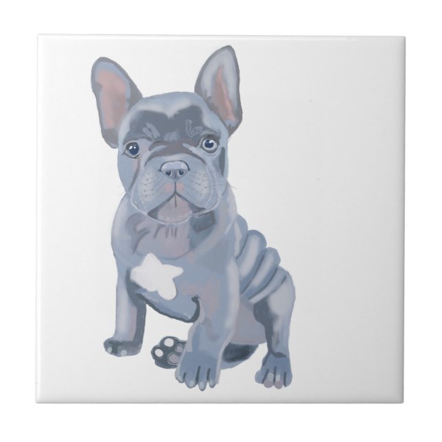 Blue Grey French Bulldog Puppy  Ceramic Tile (Front)