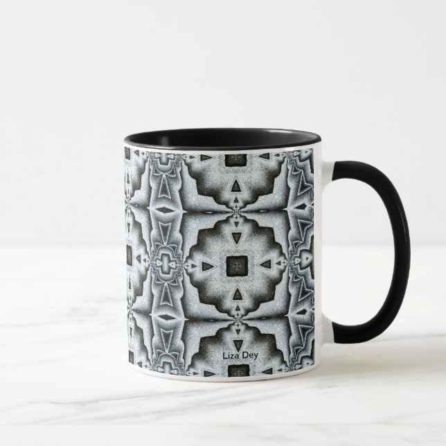 Blue-grey Geometric Abstract Mug (Right)