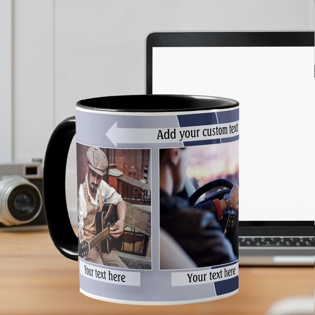 Blue Grey Geometric Design Photo Mug (Creator Uploaded)