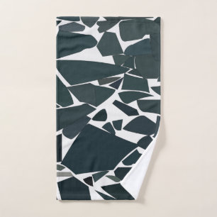Blue Grey Geometric Marble Texture Hand Towel