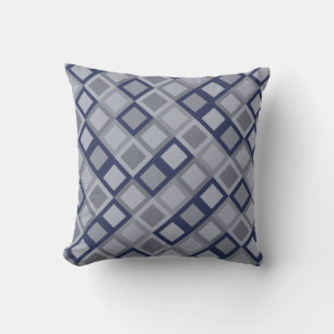 Blue & Grey Geometric Pattern Throw Pillow