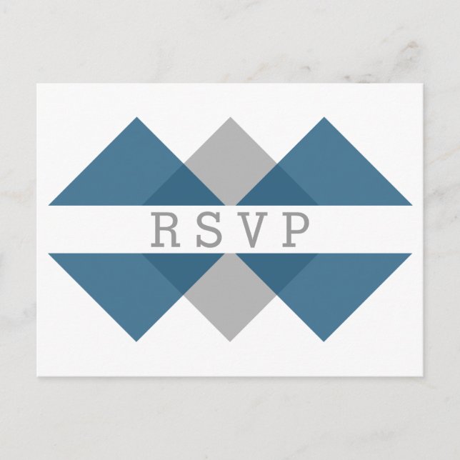 Blue Grey Geometric Triad RSVP Postcard (Front)