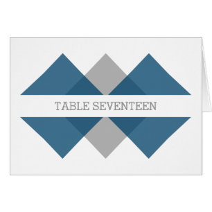 Blue Grey Geometric Triad Table Number Card