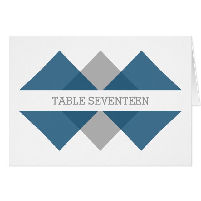 Blue Grey Geometric Triad Table Number Card (Front Horizontal)