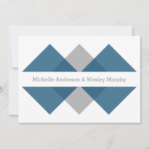 Blue Grey Geometric Triad Wedding Invite