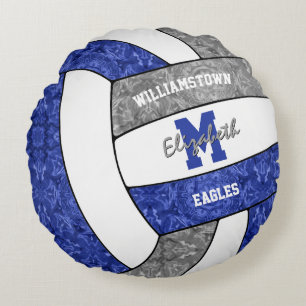 blue grey girls volleyball sports room round cushion