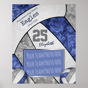 blue grey girls' volleyball team photo poster