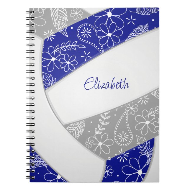 blue grey girly boho sports volleyball notebook (Front)