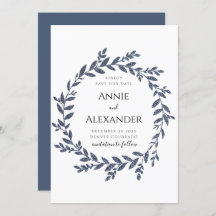 Blue Grey Glitter Effect Leaves Save The Date