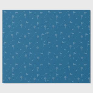 Blue Grey Golf Ball Pattern Wrapping Paper