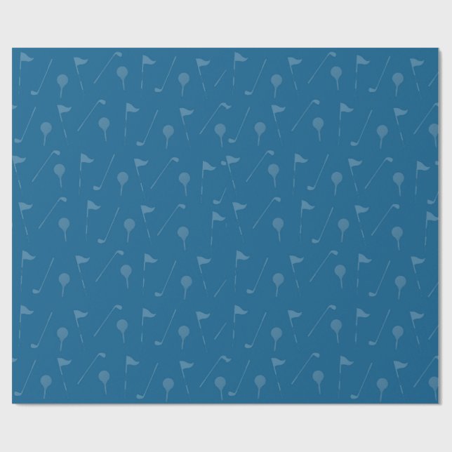 Blue Grey Golf Ball Pattern Wrapping Paper (Flat)