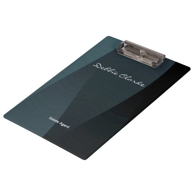Blue grey gradient waves pattern clipboard (Angled)