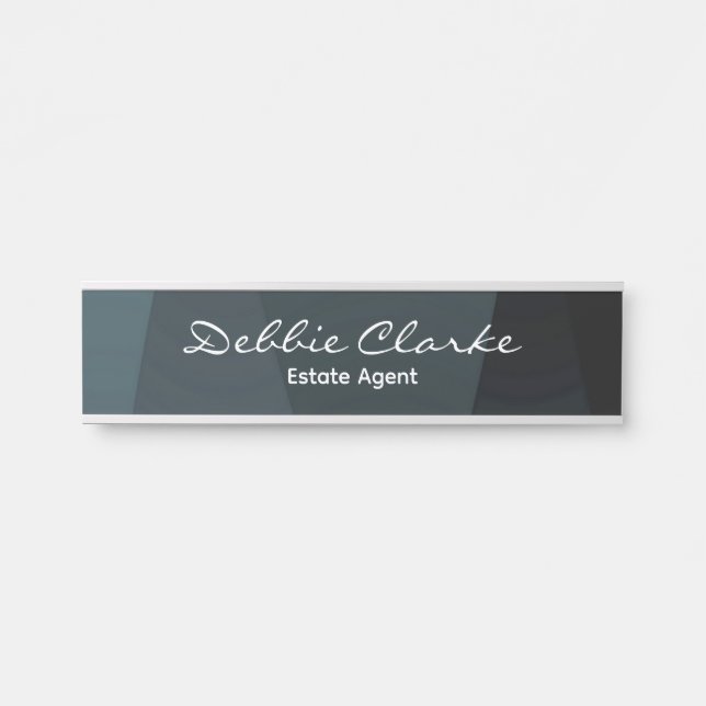 Blue grey gradient waves pattern door sign (Front)