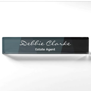Blue grey gradient waves pattern nameplate