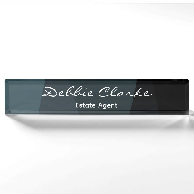 Blue grey gradient waves pattern nameplate (Front)