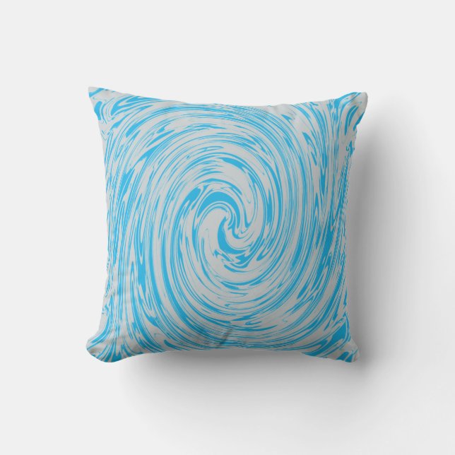 Blue Grey Grey Swirls Abstract Pattern Custom Cushion (Front)