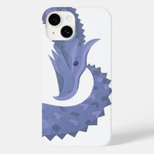 Blue-grey heart dragon on white Case-Mate iPhone 14 case