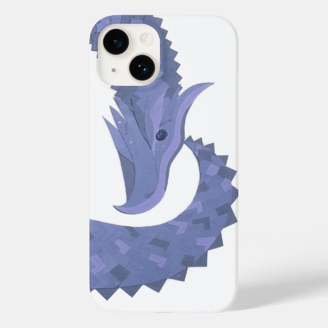 Blue-grey heart dragon on white Case-Mate iPhone case (Back)