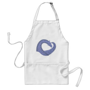 Blue-grey heart dragon on white standard apron