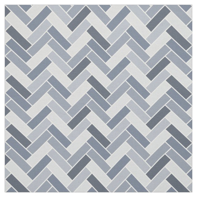 Blue Grey Herringbone Geometric Pattern Fabric (Swatch)