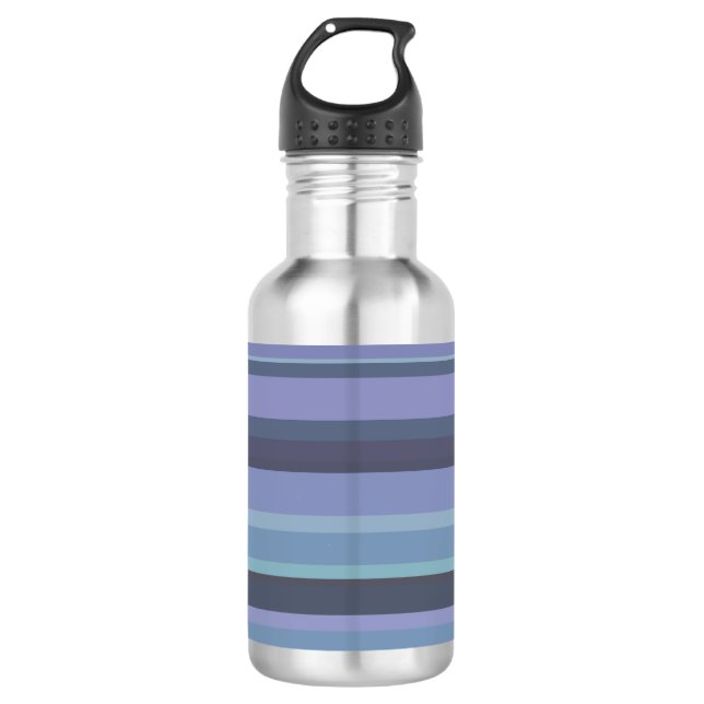 Blue-grey horizontal stripes 532 ml water bottle (Front)