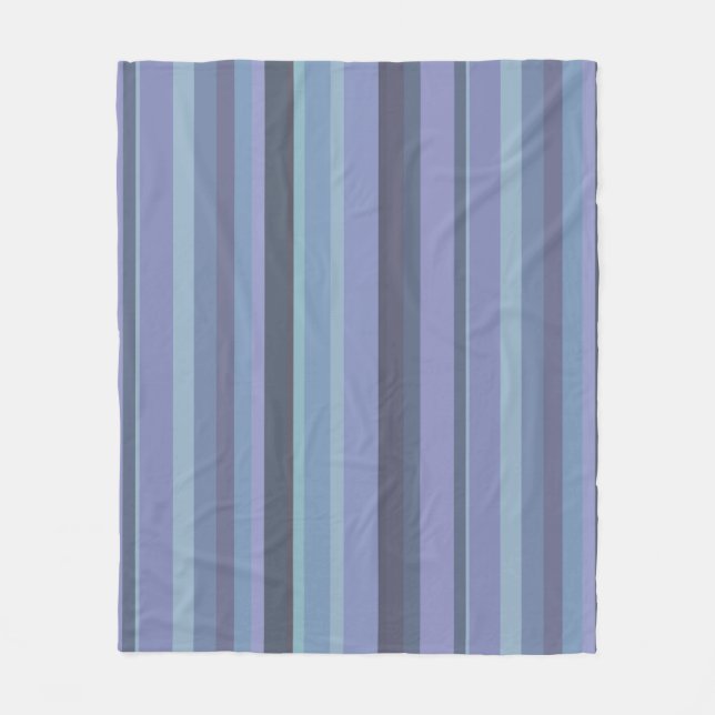 Blue-grey horizontal stripes fleece blanket (Front)
