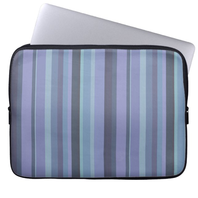 Blue-grey horizontal stripes laptop sleeve (Front)