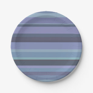 Blue-grey horizontal stripes paper plate