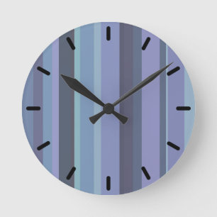 Blue-grey horizontal stripes round clock