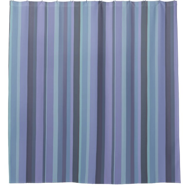 Blue-grey horizontal stripes shower curtain (Front)