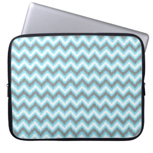 Blue Grey Ikat Chevron Zigzags Laptop Sleeve