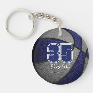 Blue grey kids teens team colours gifts basketball key ring