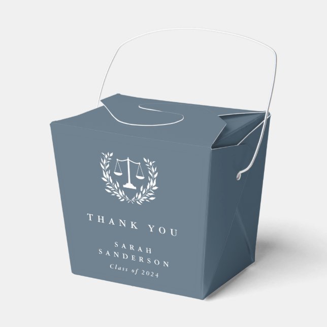 Blue-Grey Law Scales+Laurel Wreath Graduation Favour Box (Front Side)