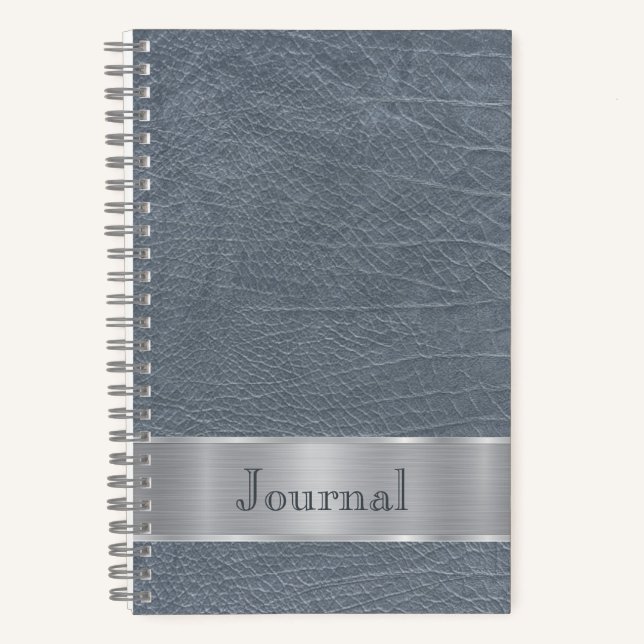 Blue grey leather look journal (Front)