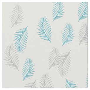 Blue & Grey Leaves Pattern  Fabric