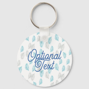 Blue & Grey Leaves Pattern  Key Ring