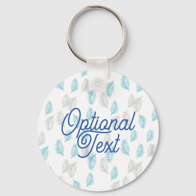 Blue & Grey Leaves Pattern  Key Ring (Front)
