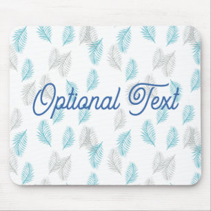 Blue & Grey Leaves Pattern Mouse Pad