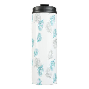 Blue & Grey Leaves Pattern Thermal Tumbler