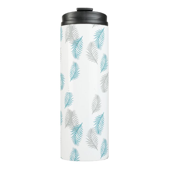 Blue & Grey Leaves Pattern  Thermal Tumbler (Front)