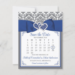 Blue, Grey Love Hearts Photo Save the Date