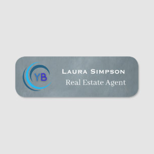 Blue Grey Magnetic Back Company Logo Name Tag