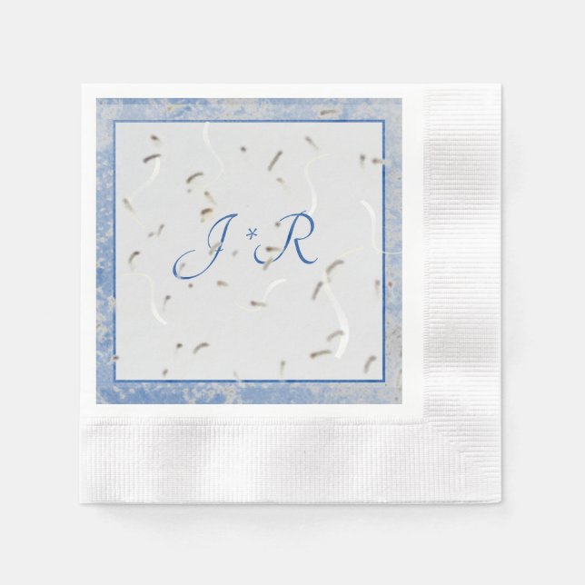 Blue & Grey Marble Monogramed Napkins (Front)