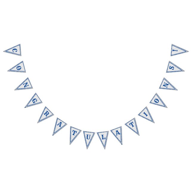 Blue & Grey Marble Monogramed Wedding Bunting (All)