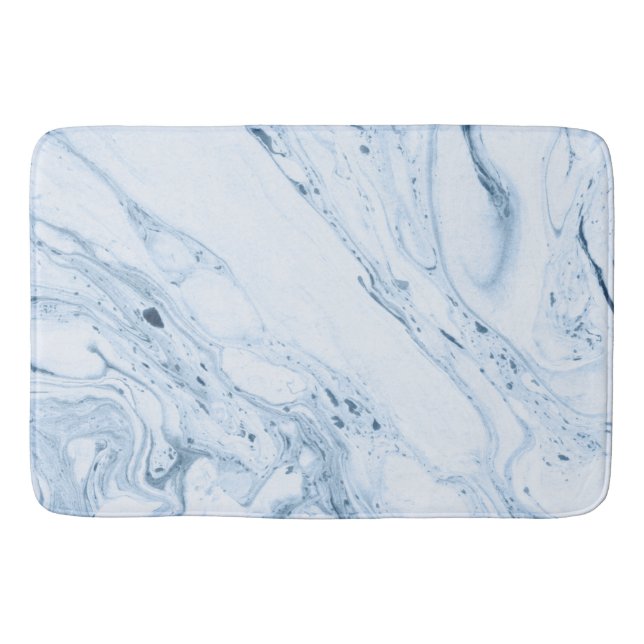 Blue-grey marble swirls background bath mat (Front)
