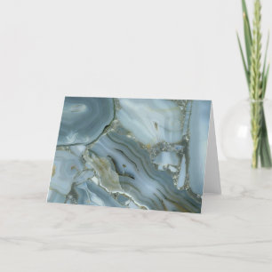 Blue Grey Marble with Gold Vein Blank Inside Thank You Card