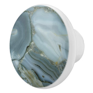 Blue Grey Marble with Gold Vein Ceramic Knob