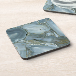 Blue Grey Marble with Gold Vein Coaster
