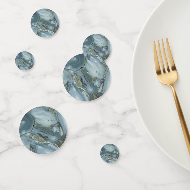 Blue Grey Marble with Gold Vein Confetti (Group)
