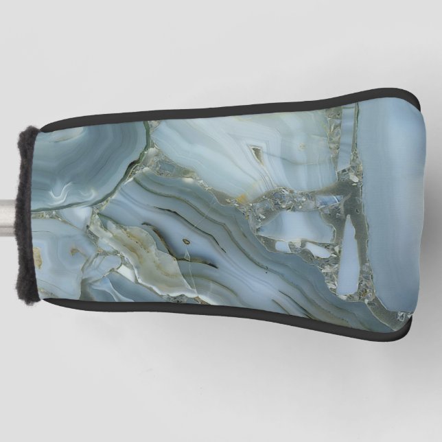 Blue Grey Marble with Gold Vein Golf Head Cover (Front)